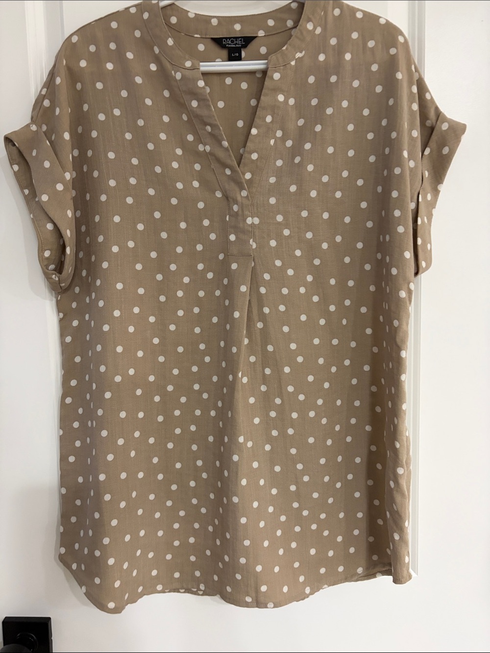 Rachel Tan Polka Dot V-Neck Short Sleeve Tunic